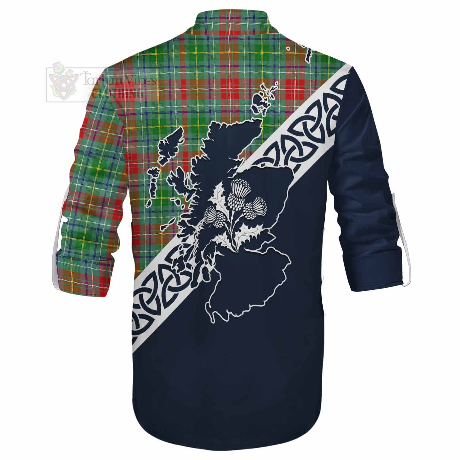Muirhead Tartan Ghillie Kilt Shirt Featuring Thistle and Scotland Map - Tartan Vibes Clothing