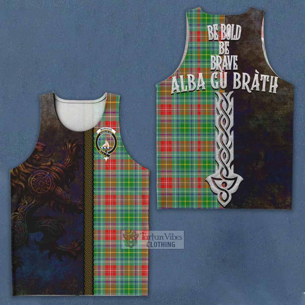 Tartan Vibes Clothing Muirhead Tartan Family Crest Men's Tank Top Alba Gu Brath Be Brave Lion Ancient Style