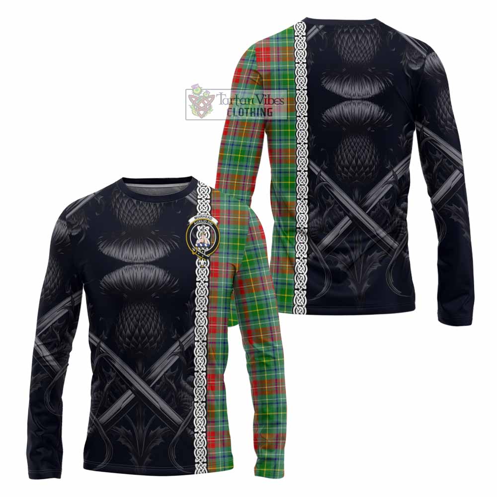 Muirhead Tartan Long Sleeve T-Shirt with Family Crest Cross Sword Thistle Celtic Vibes - Tartan Vibes Clothing