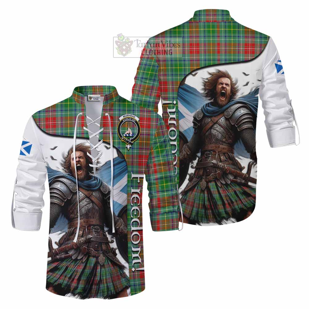 Tartan Vibes Clothing Muirhead Crest Tartan Ghillie Kilt Shirt Inspired by the Freedom of Scottish Warrior