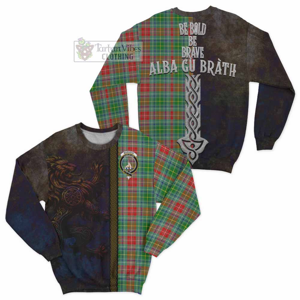 Tartan Vibes Clothing Muirhead Tartan Family Crest Sweatshirt Alba Gu Brath Be Brave Lion Ancient Style