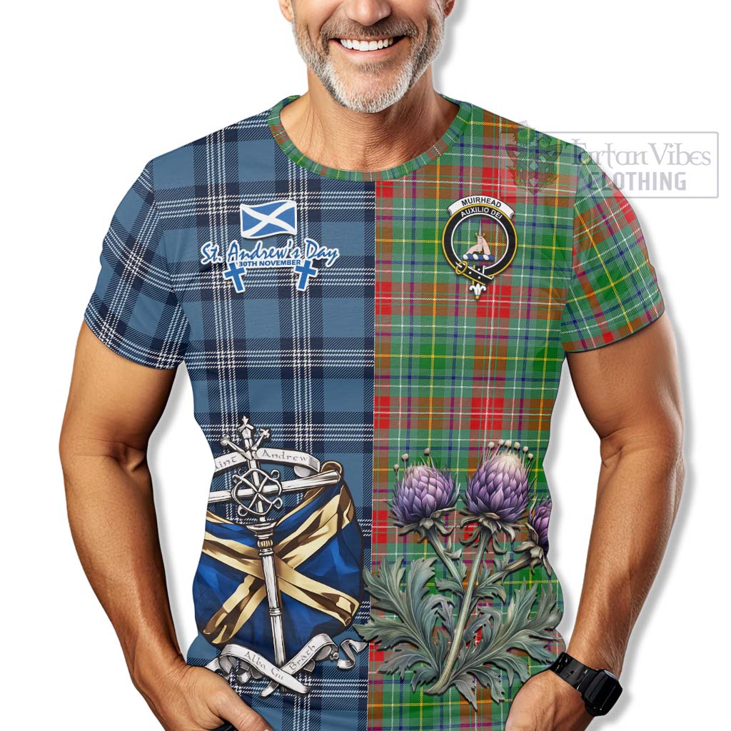 Muirhead Tartan T-Shirt Happy St. Andrew's Day Half Tartan Style - Tartan Vibes Clothing