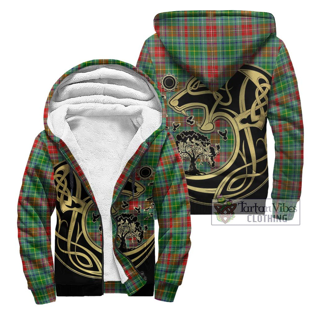 Muirhead Tartan Sherpa Hoodie with Family Crest Celtic Wolf Style Unisex - Tartan Vibes Clothing