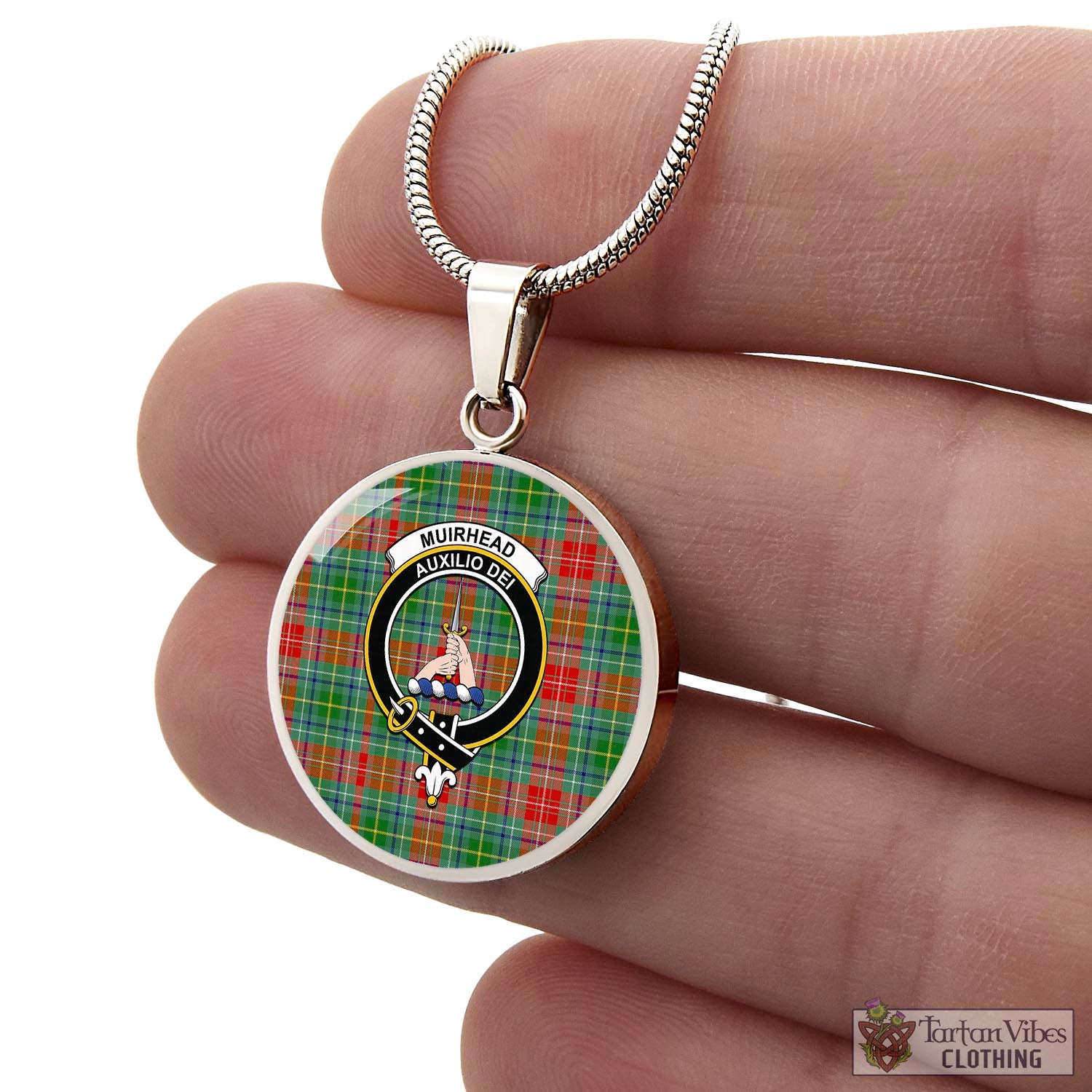Muirhead Tartan Circle Necklace with Family Crest - Tartan Vibes Clothing