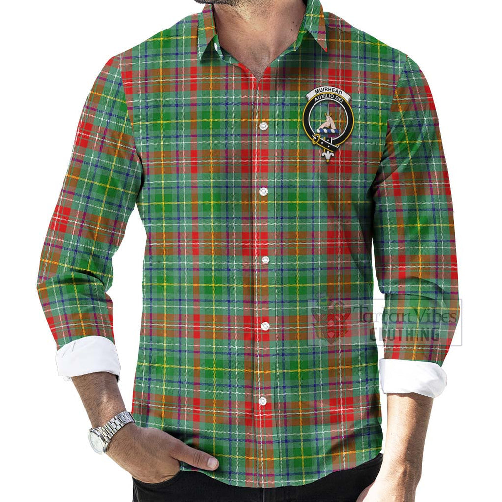 Muirhead Tartan Long Sleeve Button Shirt with Family Crest Celtic Skull Style - Tartan Vibes Clothing
