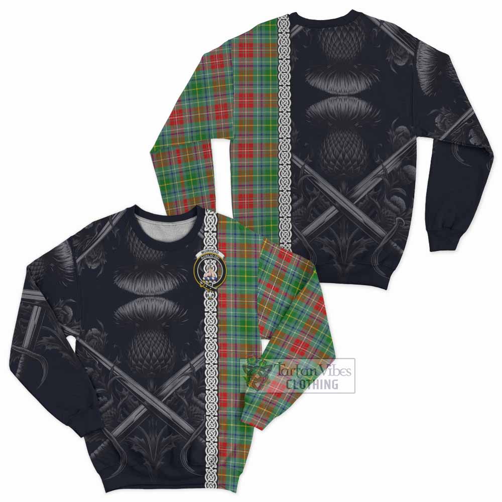 Muirhead Tartan Sweatshirt with Family Crest Cross Sword Thistle Celtic Vibes - Tartan Vibes Clothing