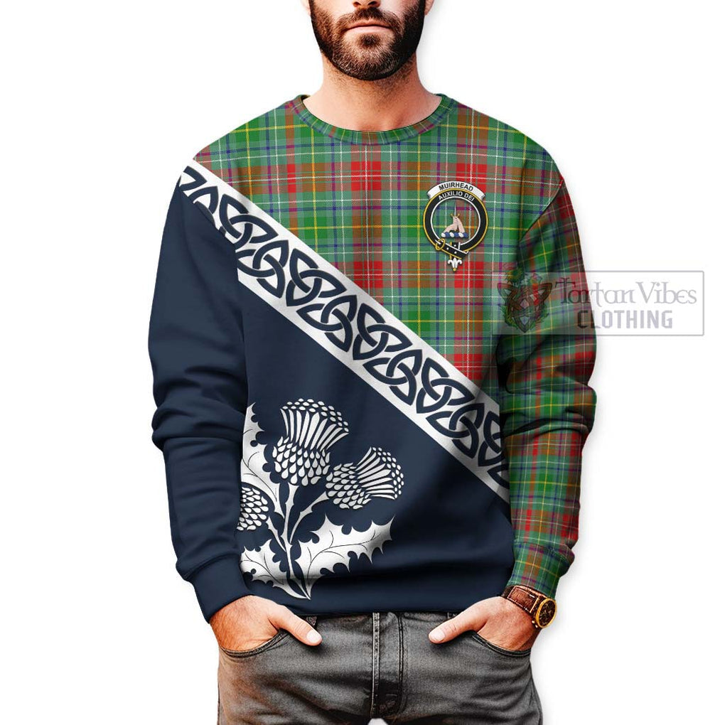 Muirhead Tartan Sweatshirt Featuring Thistle and Scotland Map - Tartan Vibes Clothing