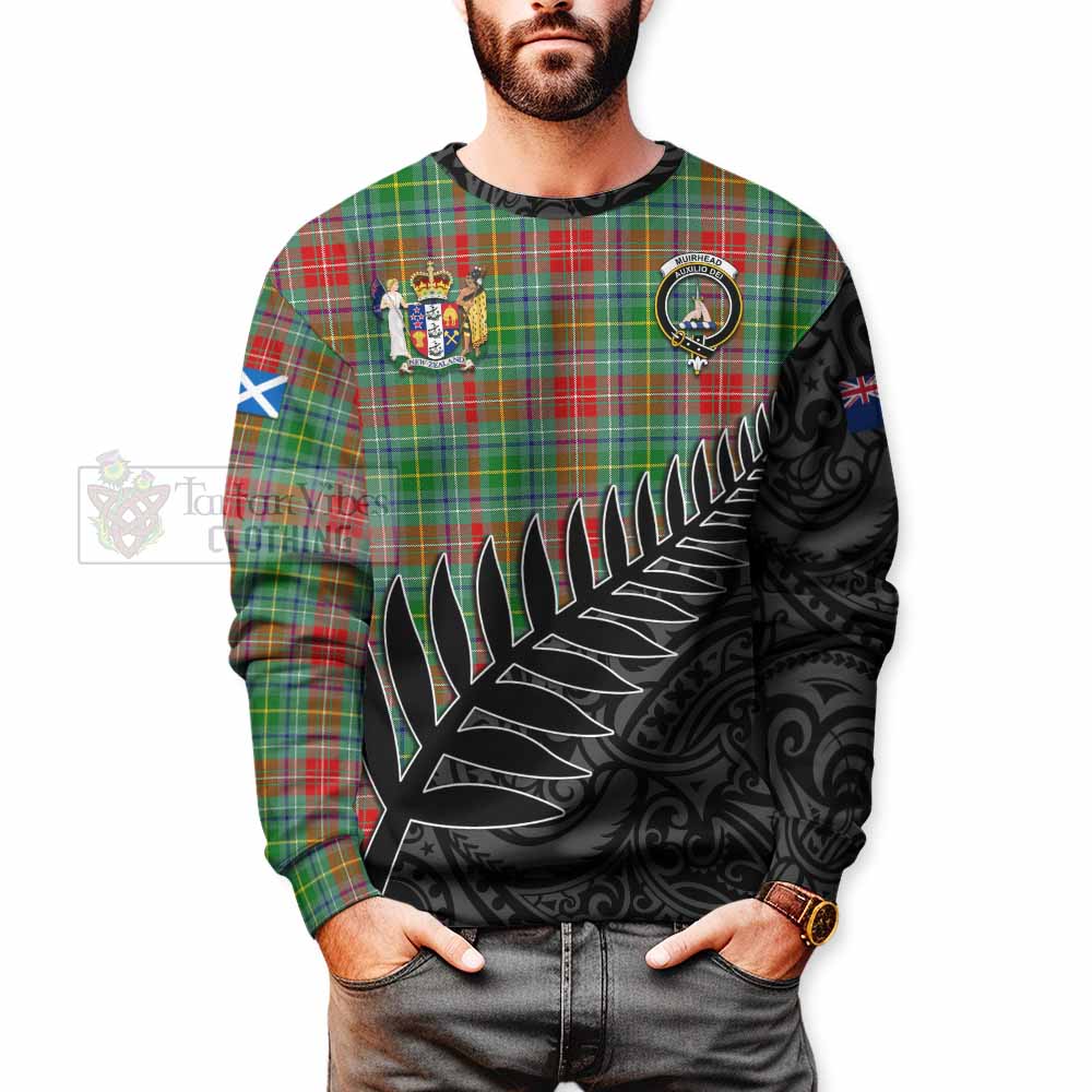 Muirhead Crest Tartan Sweatshirt with New Zealand Silver Fern Half Style - Tartan Vibes Clothing