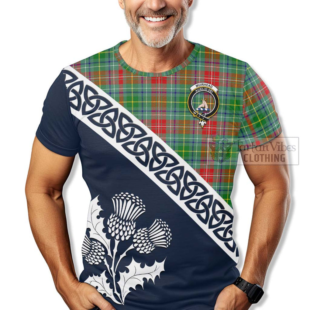 Muirhead Tartan T-Shirt Featuring Thistle and Scotland Map - Tartanvibesclothing Store
