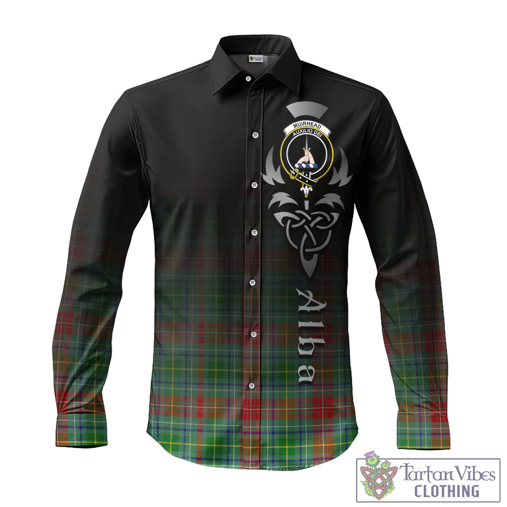 Tartan Vibes Clothing Muirhead Tartan Long Sleeve Button Up Featuring Alba Gu Brath Family Crest Celtic Inspired