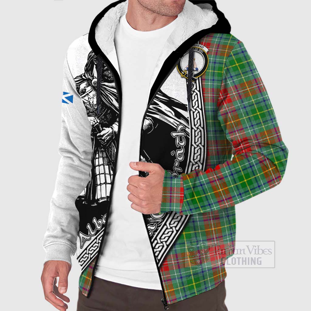 Muirhead Tartan Clan Crest Sherpa Hoodie with Highlander Warrior Celtic Style Unisex - Tartan Vibes Clothing