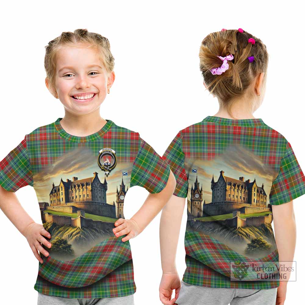Muirhead Tartan Family Crest Kid T-Shirt with Scottish Ancient Castle Style - Tartan Vibes Clothing