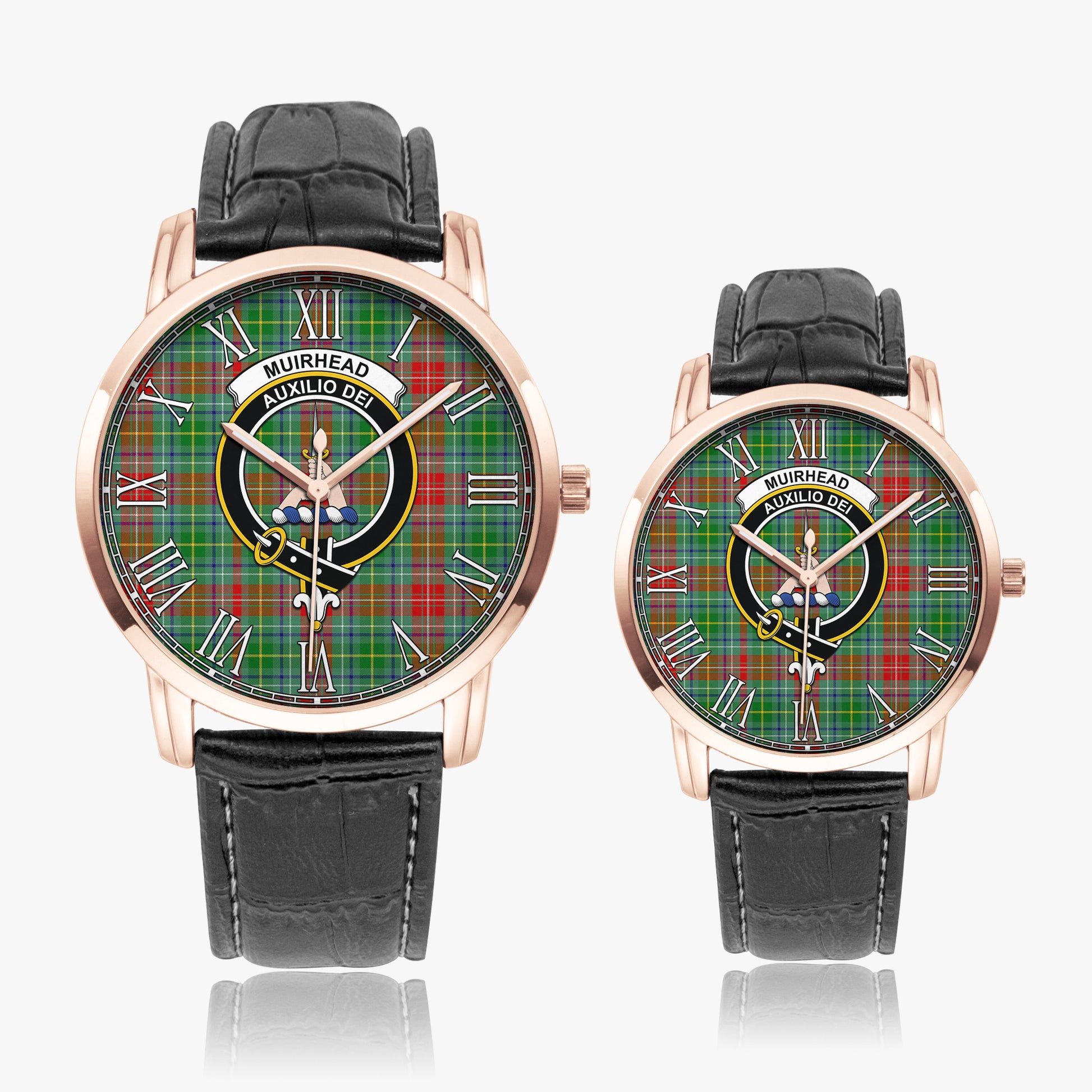 Muirhead Tartan Family Crest Leather Strap Quartz Watch - Tartan Vibes Clothing