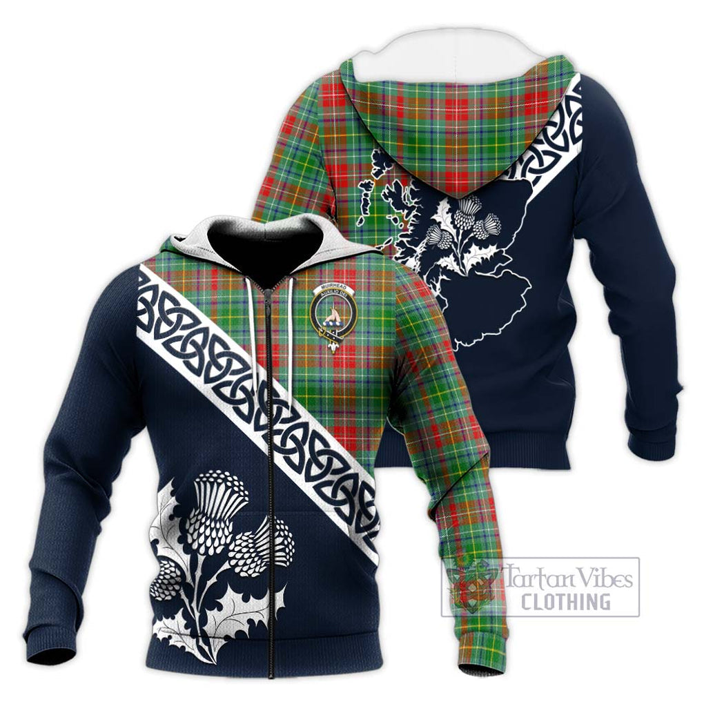 Muirhead Tartan Knitted Hoodie Featuring Thistle and Scotland Map Unisex Knitted Zip Hoodie - Tartan Vibes Clothing