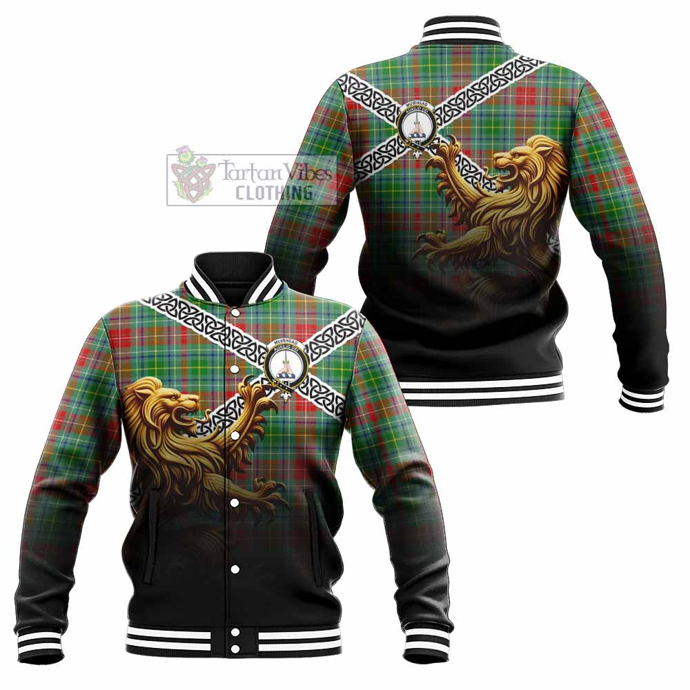 Muirhead Crest Tartan Baseball Jacket with Golden Lion Emblem Celtic Style - Tartan Vibes Clothing