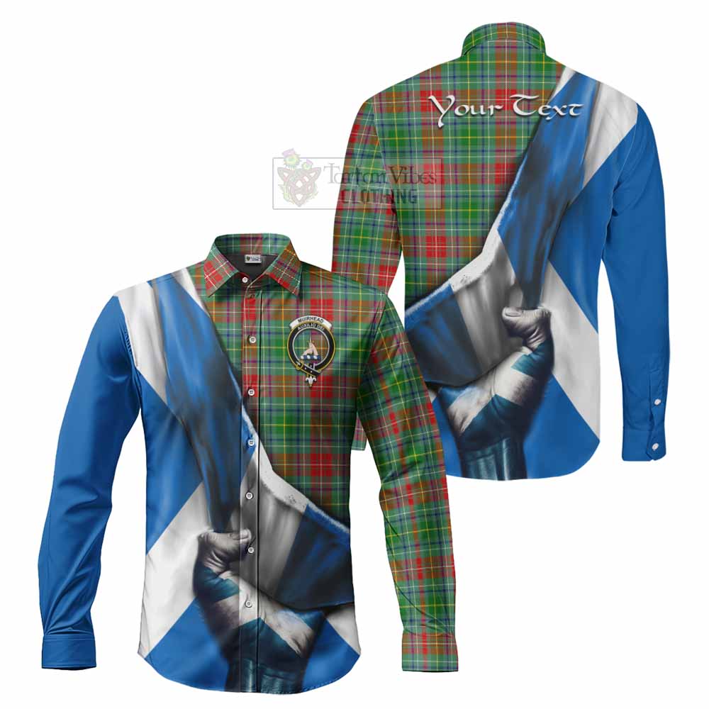 Muirhead Tartan Long Sleeve Button Shirt with Family Crest Scotland Patriotic Style - Tartan Vibes Clothing