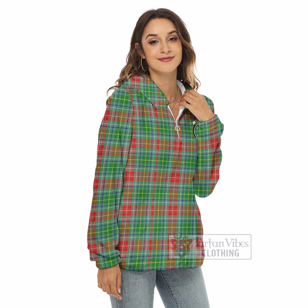 Tartan Vibes Clothing Muirhead Tartan Crest Women's Borg  Half Zip Fleece Hoodie