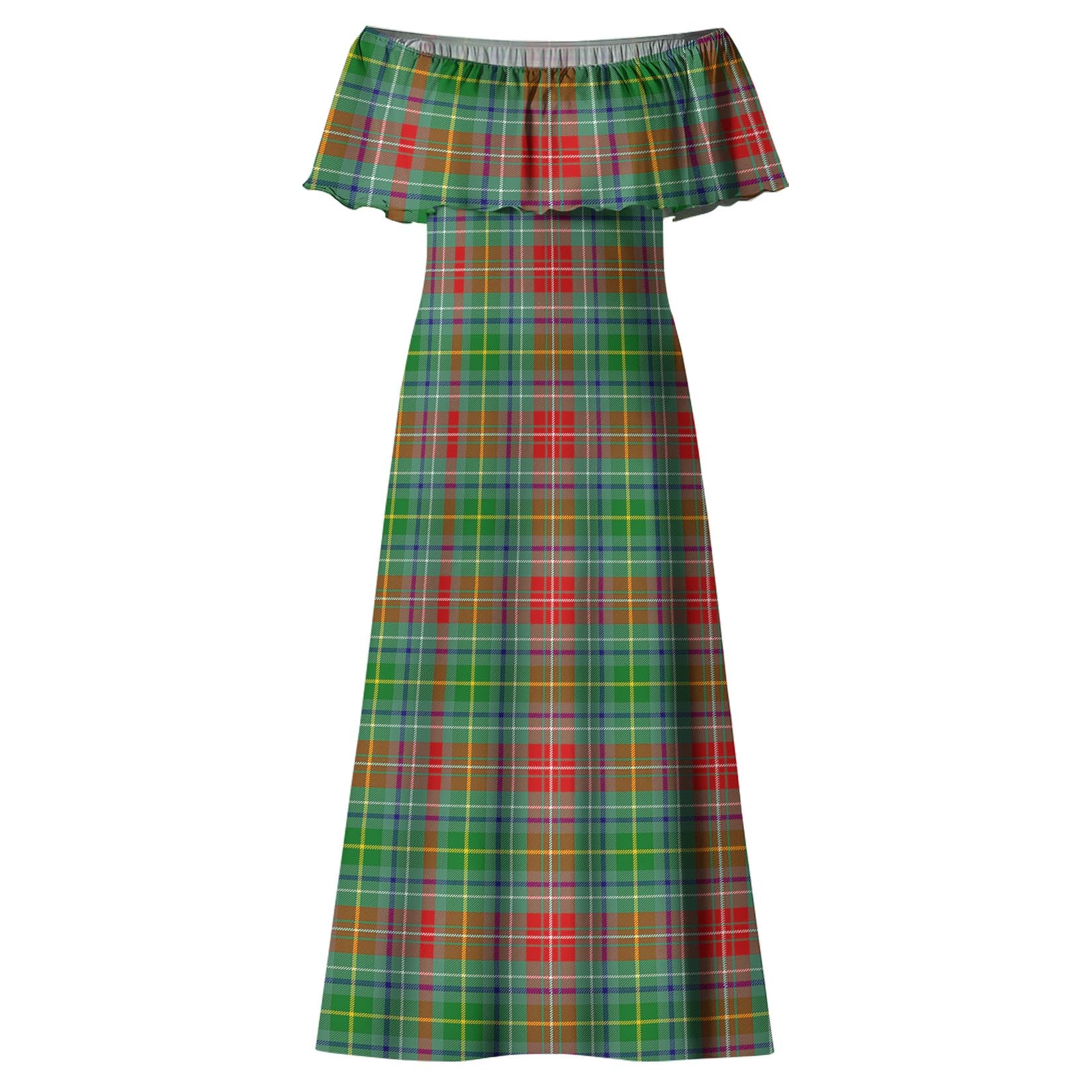 Muirhead Tartan Off Shoulder Long Dress - Tartan Vibes Clothing