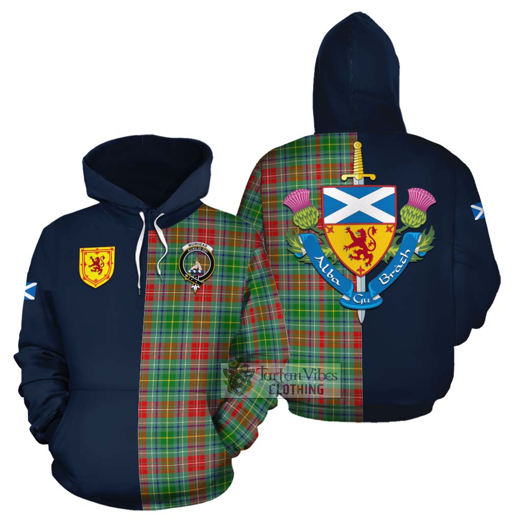 Muirhead Tartan Cotton Hoodie Alba with Scottish Lion Royal Arm Half Style Zip Hoodie - Tartan Vibes Clothing