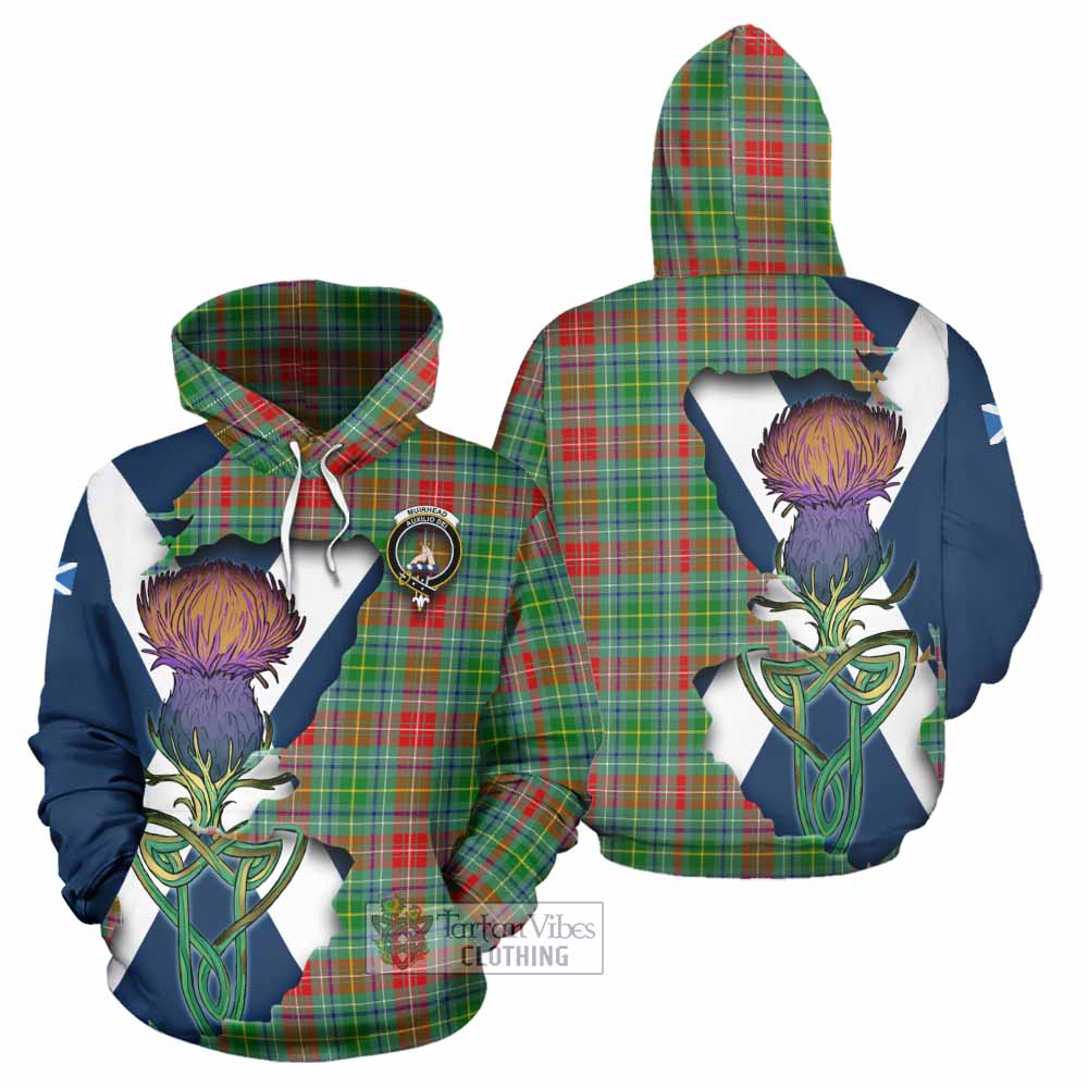 Tartan Vibes Clothing Muirhead Tartan Family Crest Hoodie Scottish Thistle Celtic Inspired