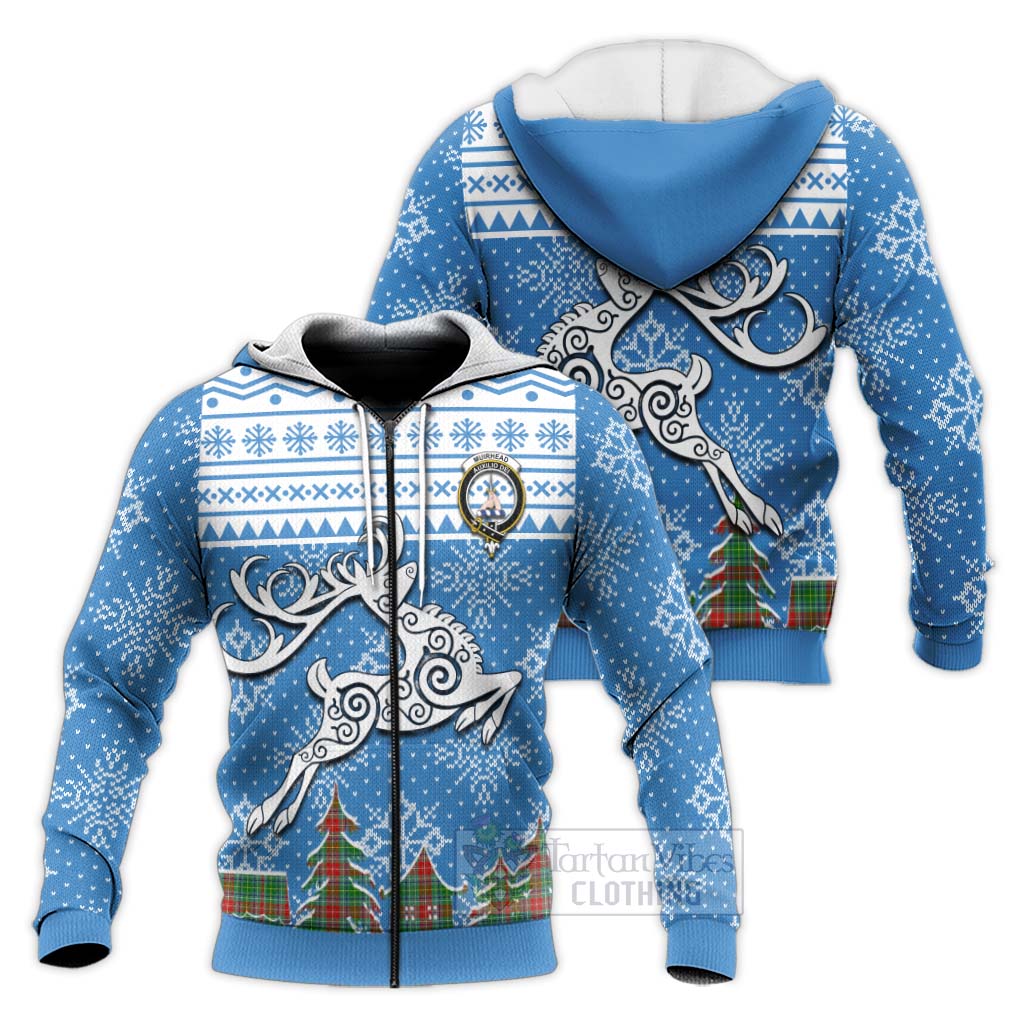 Muirhead Clan Christmas Knitted Hoodie Celtic Reindeer Style Unisex - Tartan Vibes Clothing