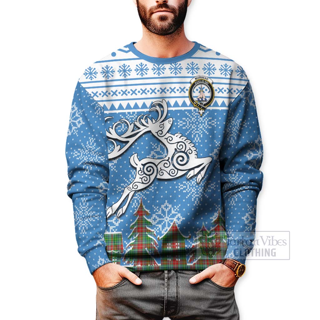 Muirhead Clan Christmas Sweatshirt Celtic Reindeer Style - Tartan Vibes Clothing