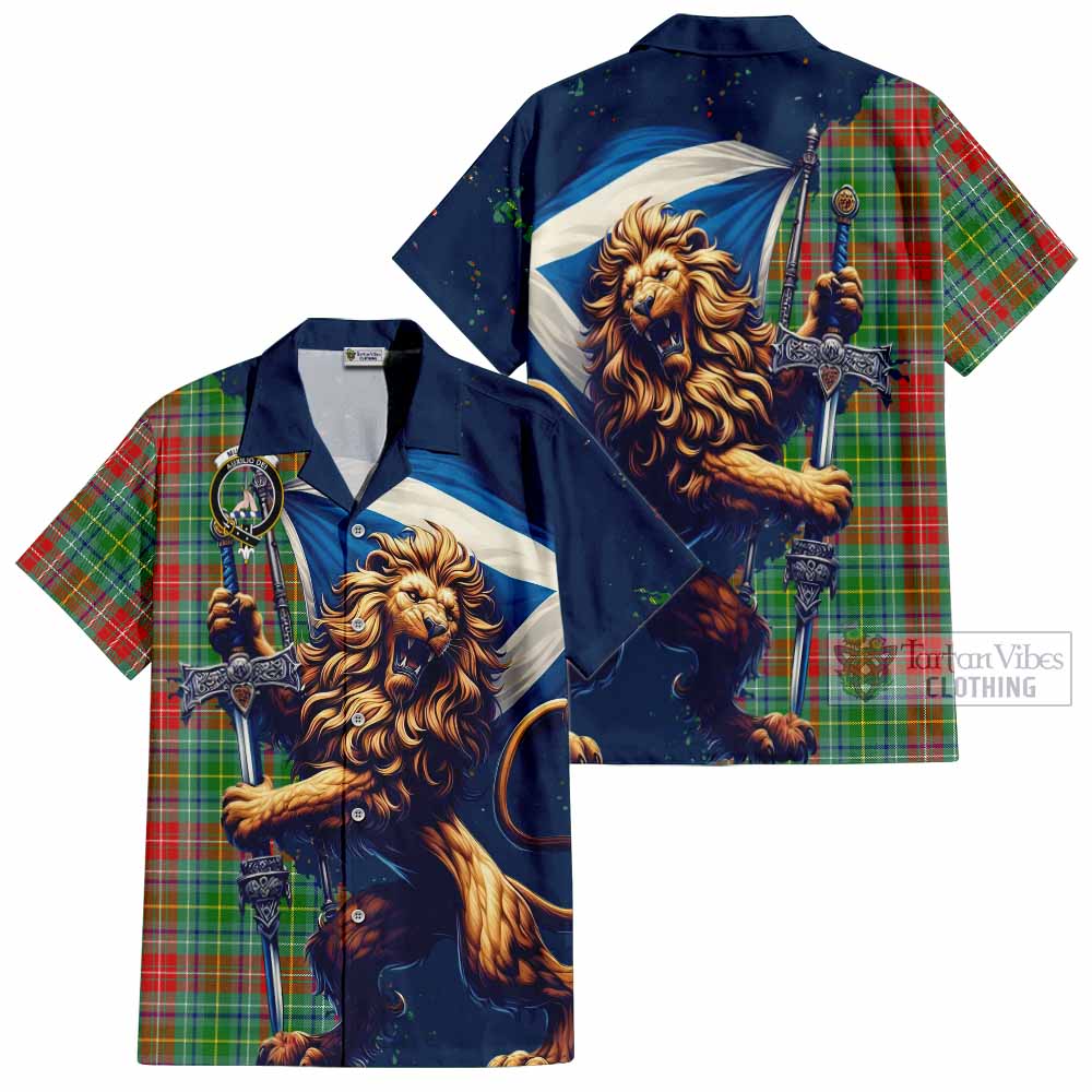 Muirhead Tartan Family Crest Hawaiian Shirt with Scottish Majestic Lion - Tartan Vibes Clothing