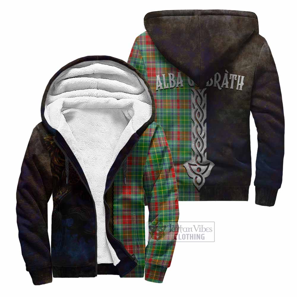 Tartan Vibes Clothing Muirhead Tartan Family Crest Sherpa Hoodie Alba Gu Brath Be Brave Lion Ancient Style