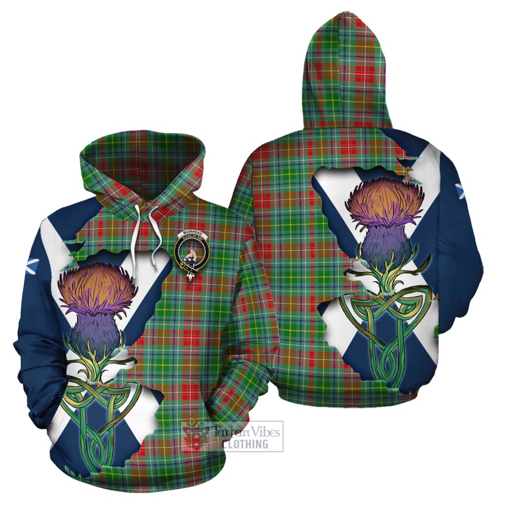 Tartan Vibes Clothing Muirhead Tartan Family Crest Cotton Hoodie Scottish Thistle Celtic Inspired
