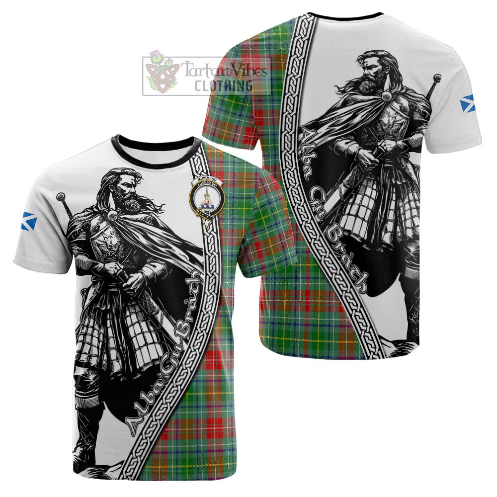 Muirhead Tartan Clan Crest Cotton T-shirt with Highlander Warrior Celtic Style - Tartan Vibes Clothing