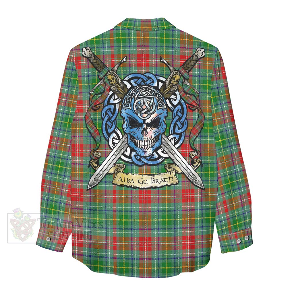 Muirhead Tartan Women's Casual Shirt with Family Crest Celtic Skull Style - Tartan Vibes Clothing