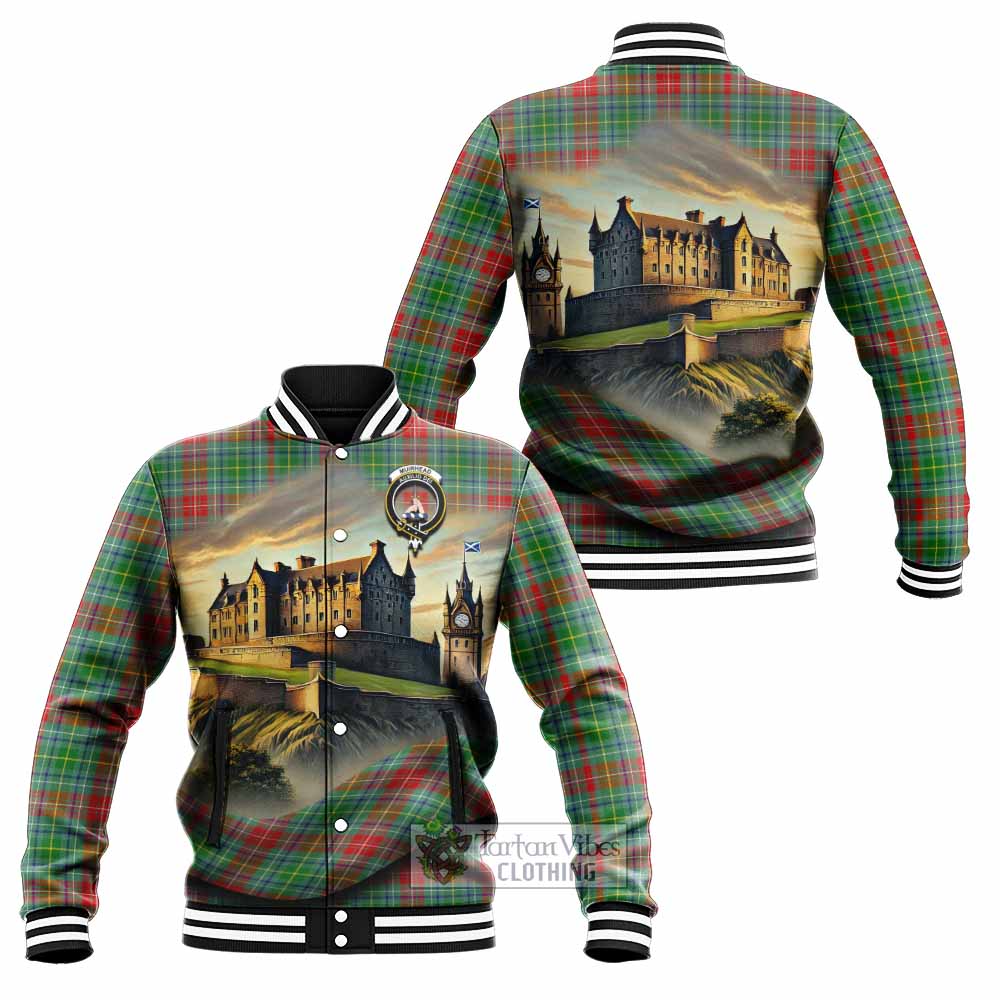 Muirhead Tartan Family Crest Baseball Jacket with Scottish Ancient Castle Style - Tartan Vibes Clothing