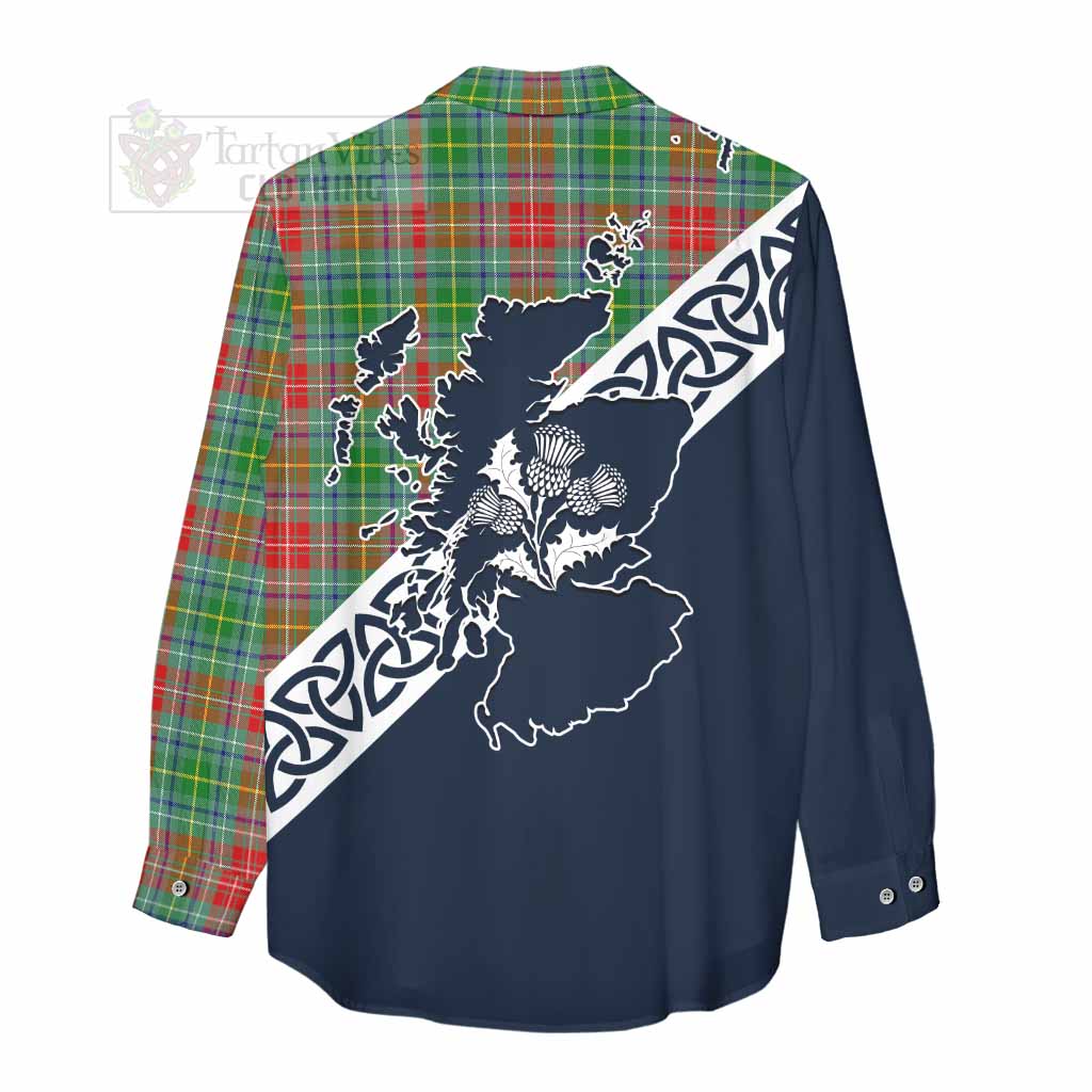 Muirhead Tartan Women's Casual Shirt Featuring Thistle and Scotland Map - Tartan Vibes Clothing