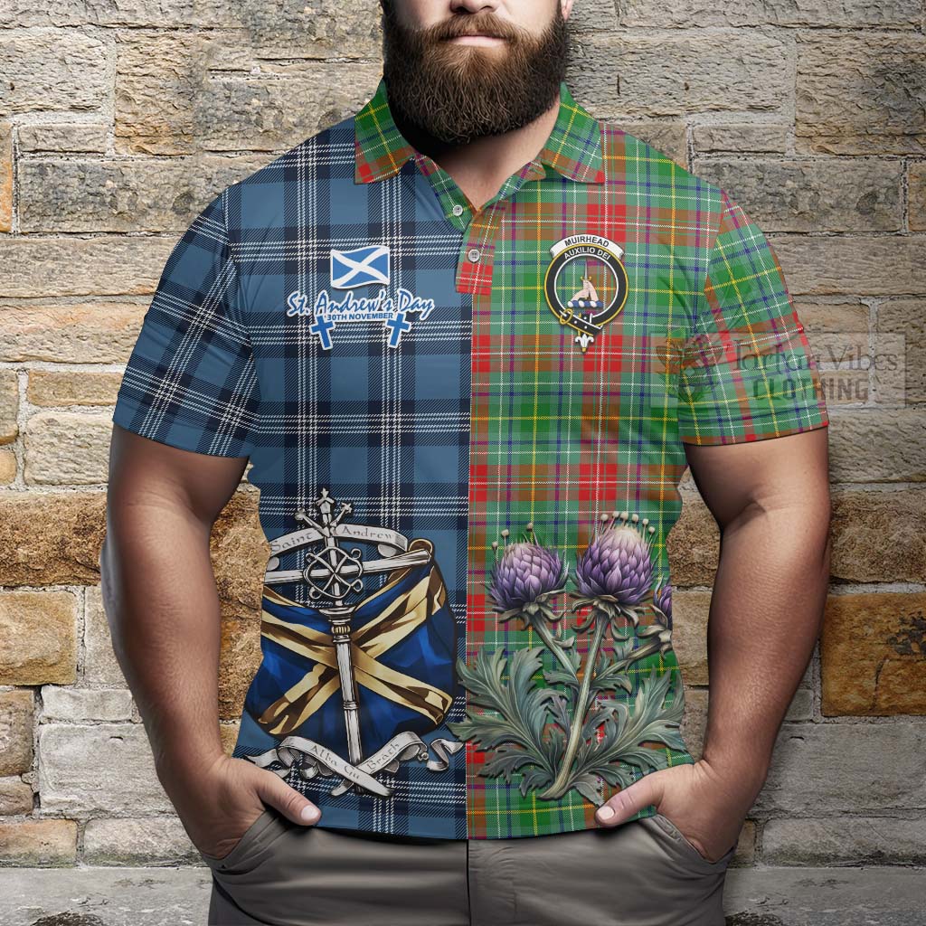 Muirhead Tartan Polo Shirt Happy St. Andrew's Day Half Tartan Style - Tartan Vibes Clothing