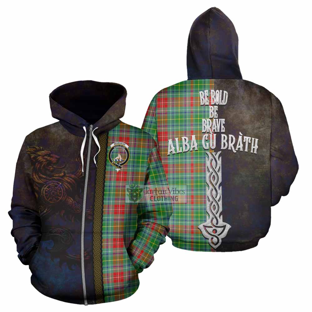 Tartan Vibes Clothing Muirhead Tartan Family Crest Hoodie Alba Gu Brath Be Brave Lion Ancient Style