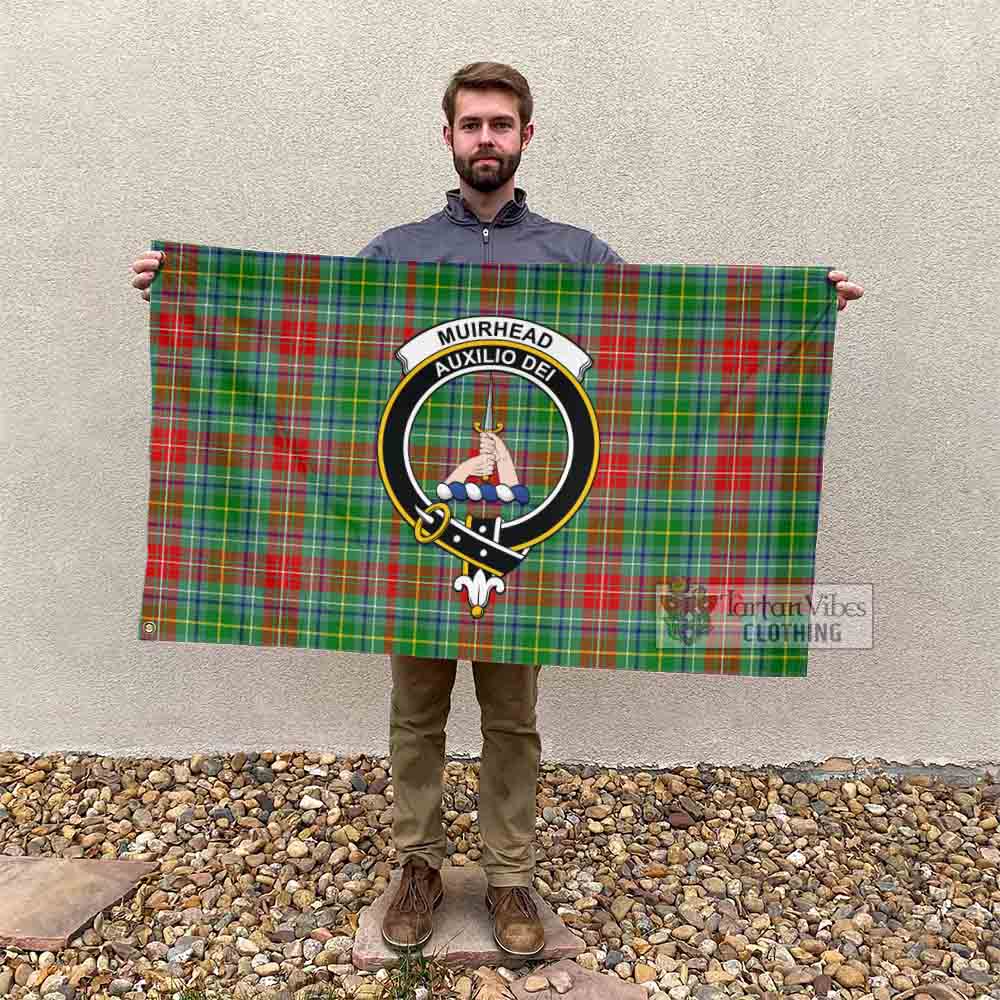 Tartan Vibes Clothing Muirhead Tartan House Flag with Family Crest