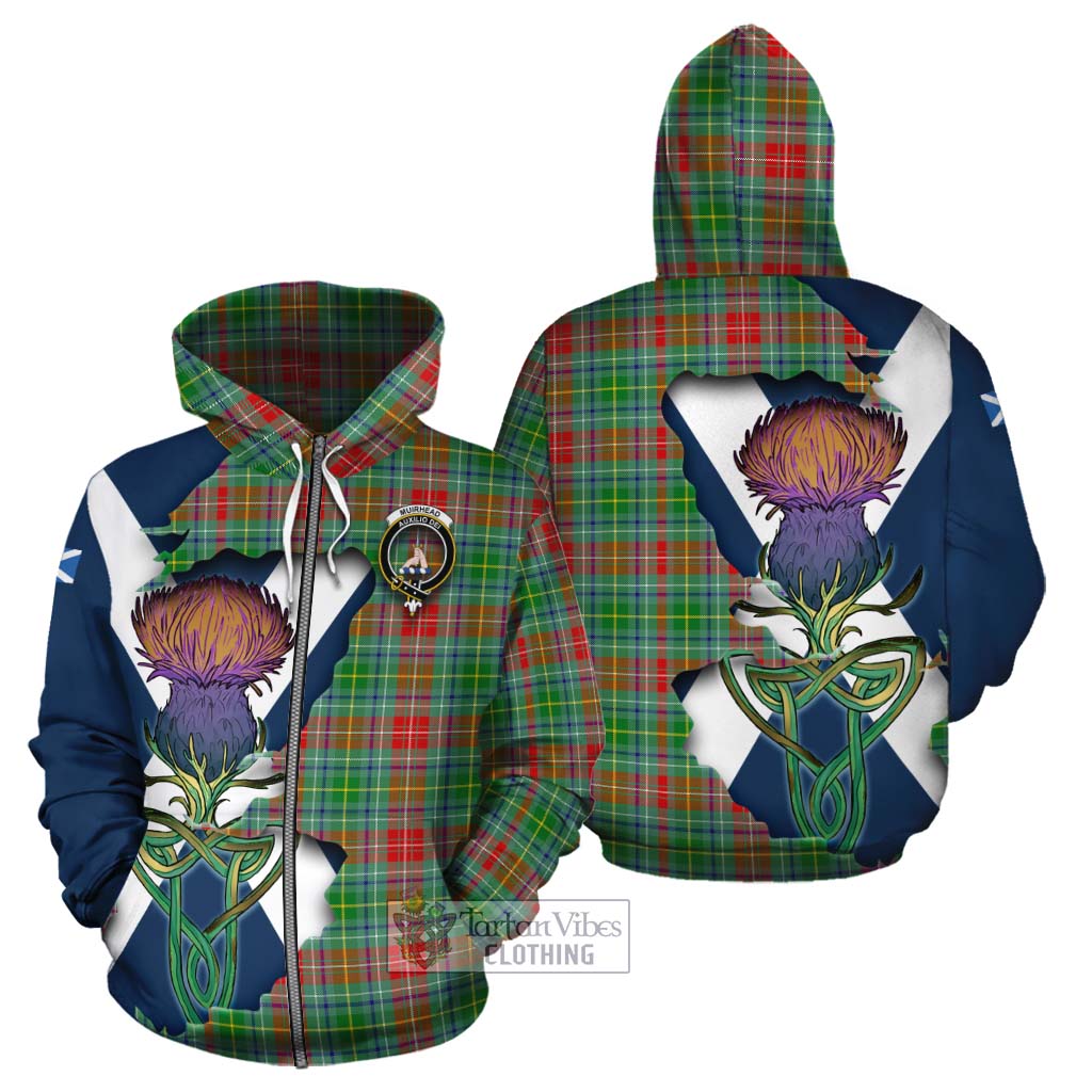 Tartan Vibes Clothing Muirhead Tartan Family Crest Cotton Hoodie Scottish Thistle Celtic Inspired