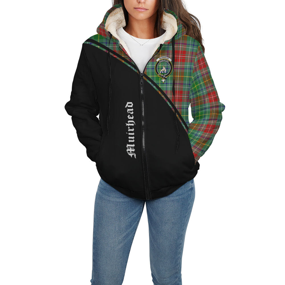 Muirhead Tartan Sherpa Hoodie with Family Crest Curve Style - Tartan Vibes Clothing