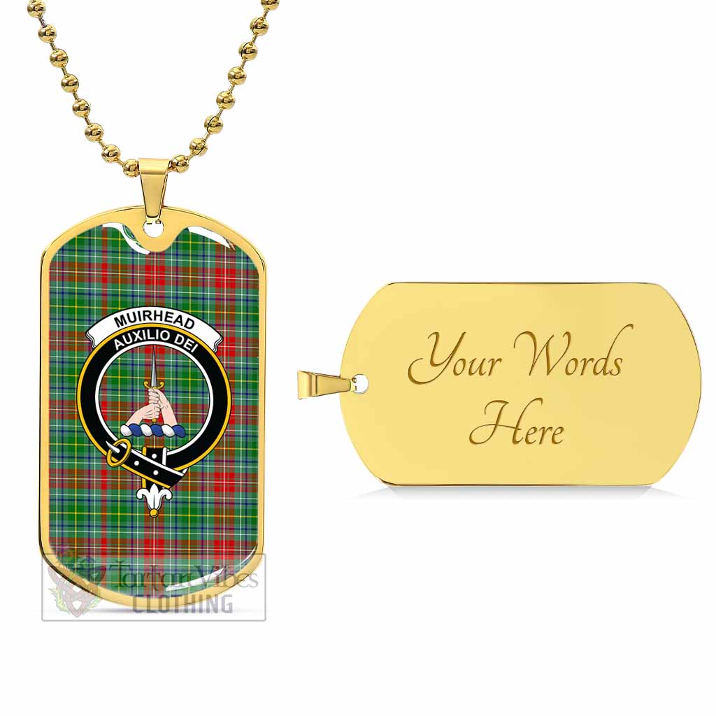 Muirhead Tartan Dog Tag Necklace with Family Crest Gold Yes - Tartan Vibes Clothing