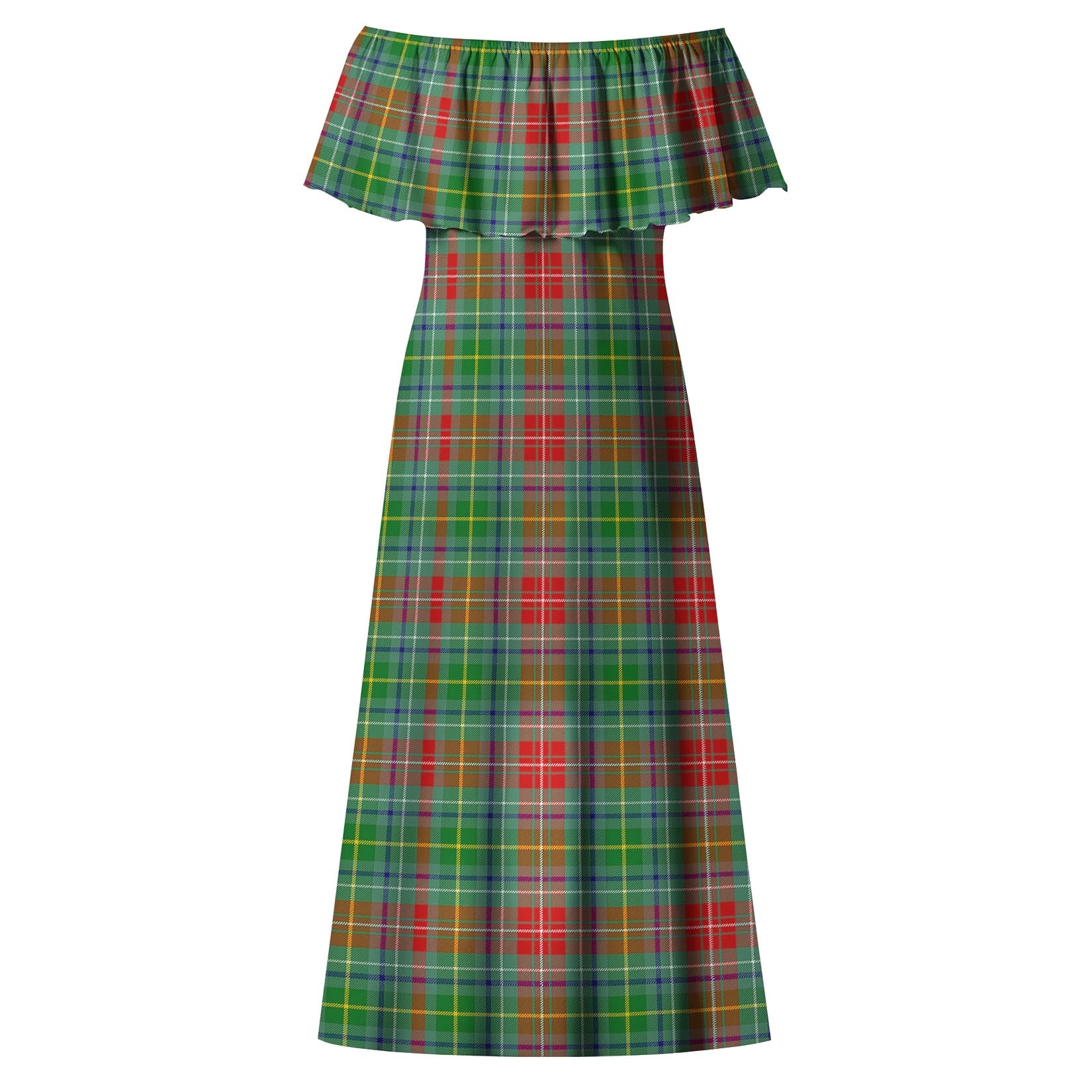 Muirhead Tartan Off Shoulder Long Dress - Tartan Vibes Clothing