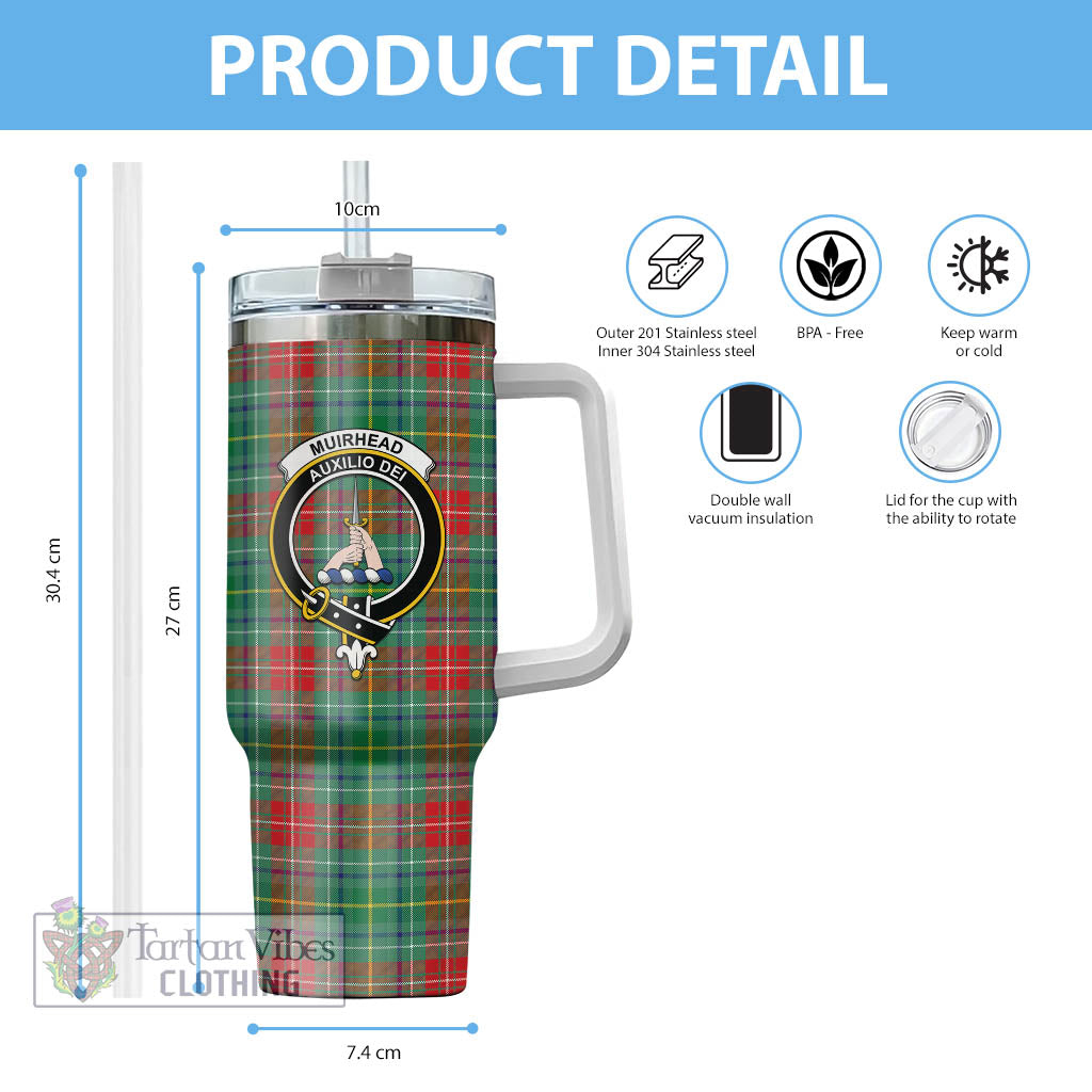 Tartan Vibes Clothing Muirhead Tartan and Family Crest Tumbler with Handle