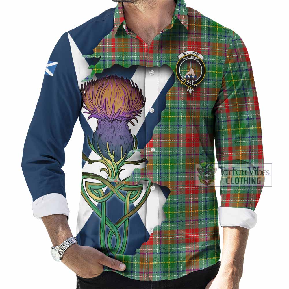 Muirhead Tartan Family Crest Long Sleeve Button Shirt Scottish Thistle Celtic Inspired - Tartan Vibes Clothing