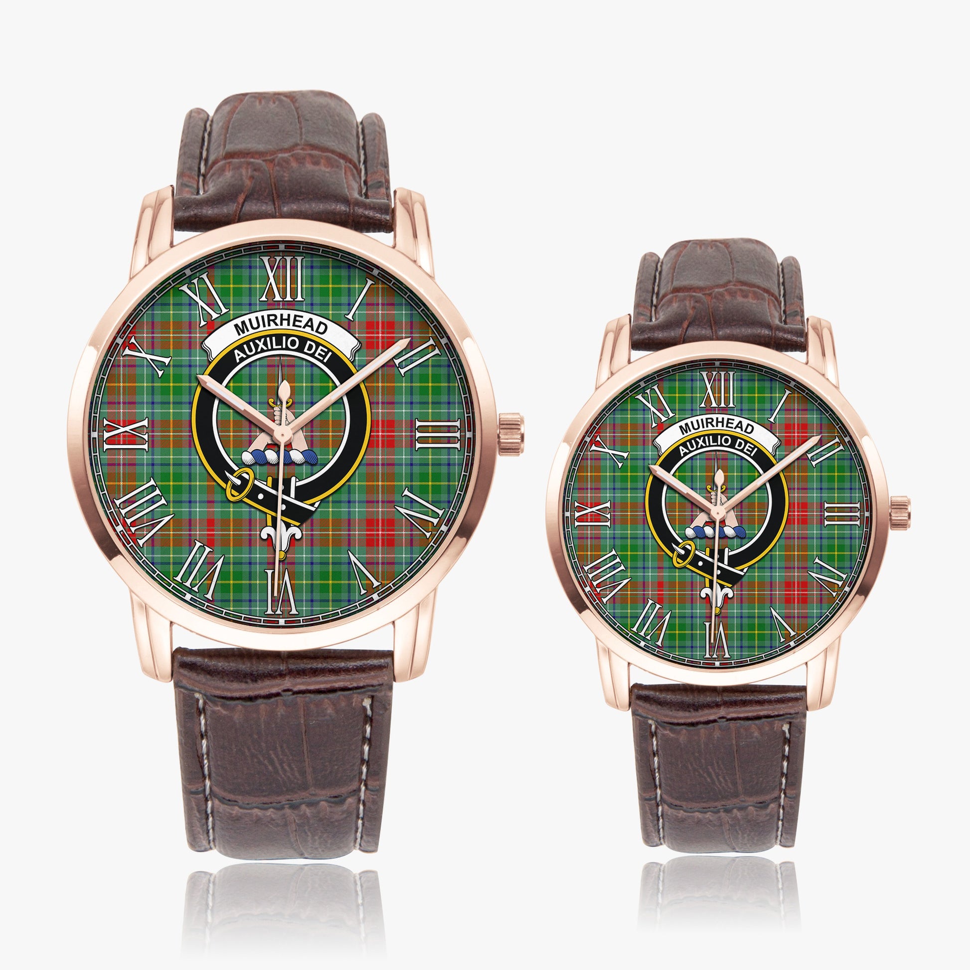 Muirhead Tartan Family Crest Leather Strap Quartz Watch - Tartan Vibes Clothing