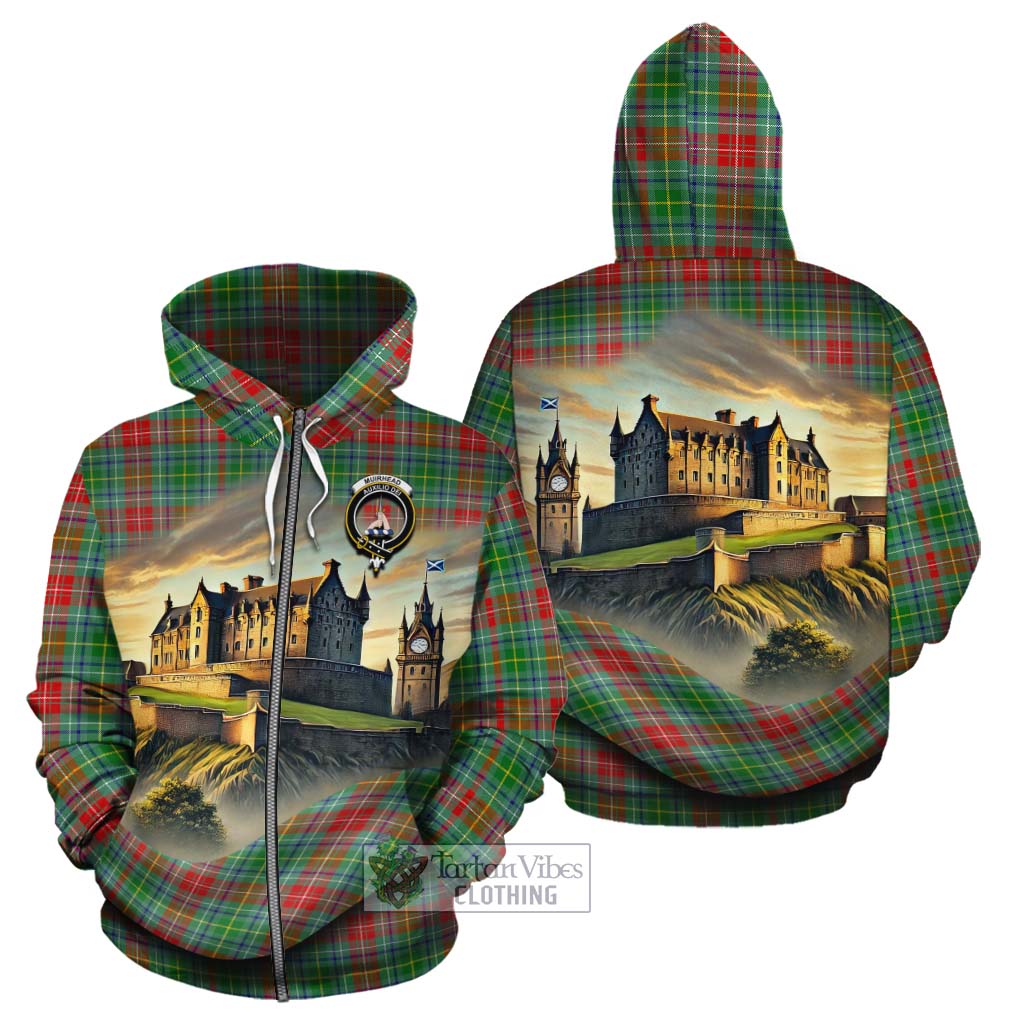 Muirhead Tartan Family Crest Cotton Hoodie with Scottish Ancient Castle Style Zip Hoodie - Tartan Vibes Clothing