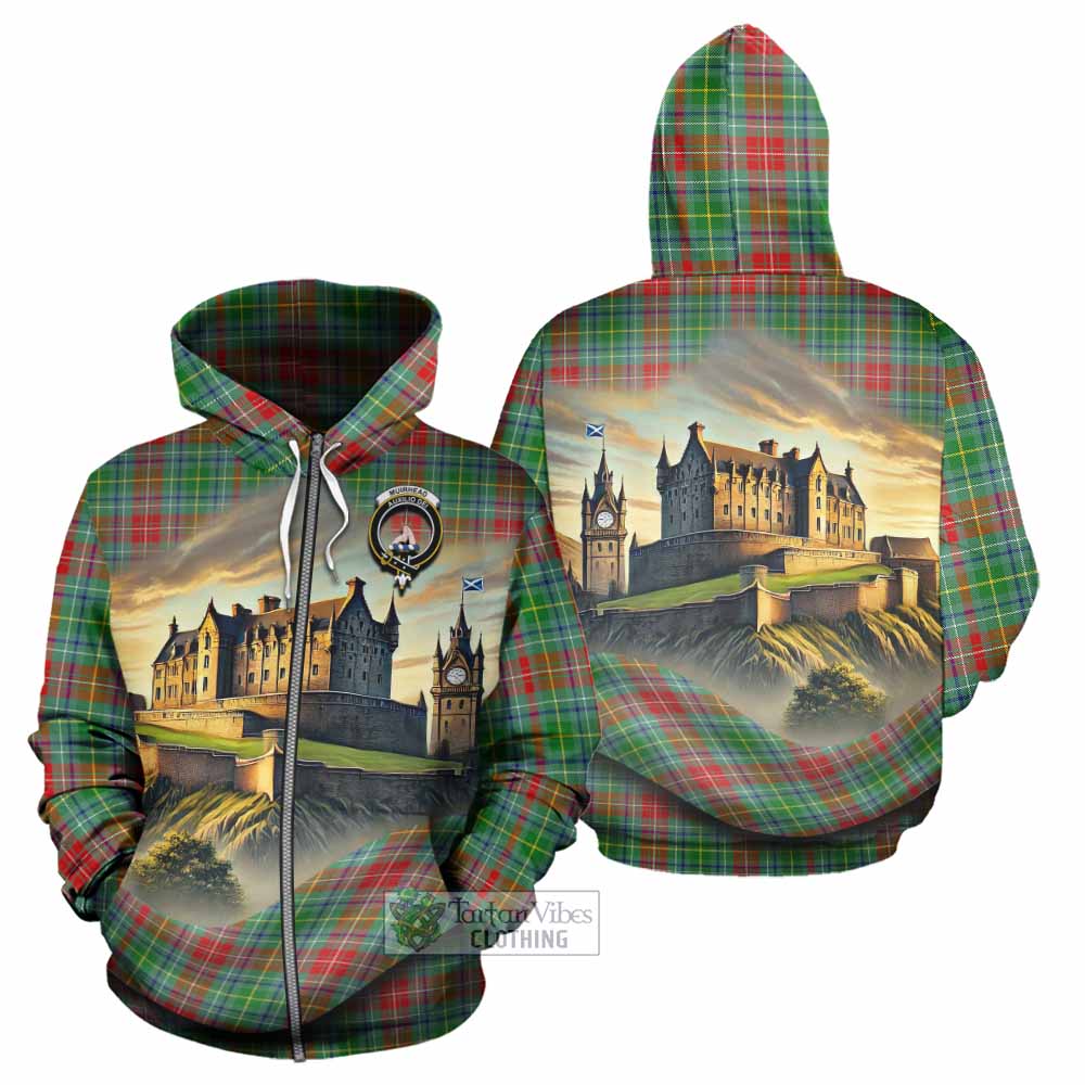 Muirhead Tartan Family Crest Hoodie with Scottish Ancient Castle Style Zip Hoodie - Tartan Vibes Clothing