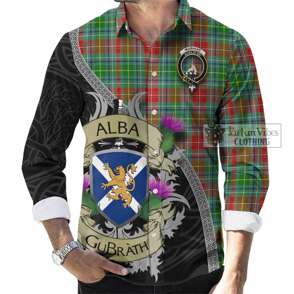 Muirhead Tartan Family Crest Long Sleeve Button Shirt Lion Rampant Royal Thistle Shield Celtic Inspired - Tartan Vibes Clothing