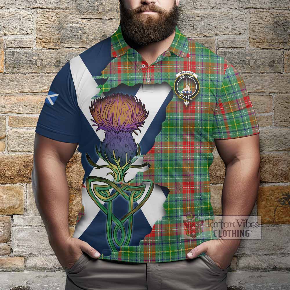Tartan Vibes Clothing Muirhead Tartan Family Crest Polo Shirt Scottish Thistle Celtic Inspired
