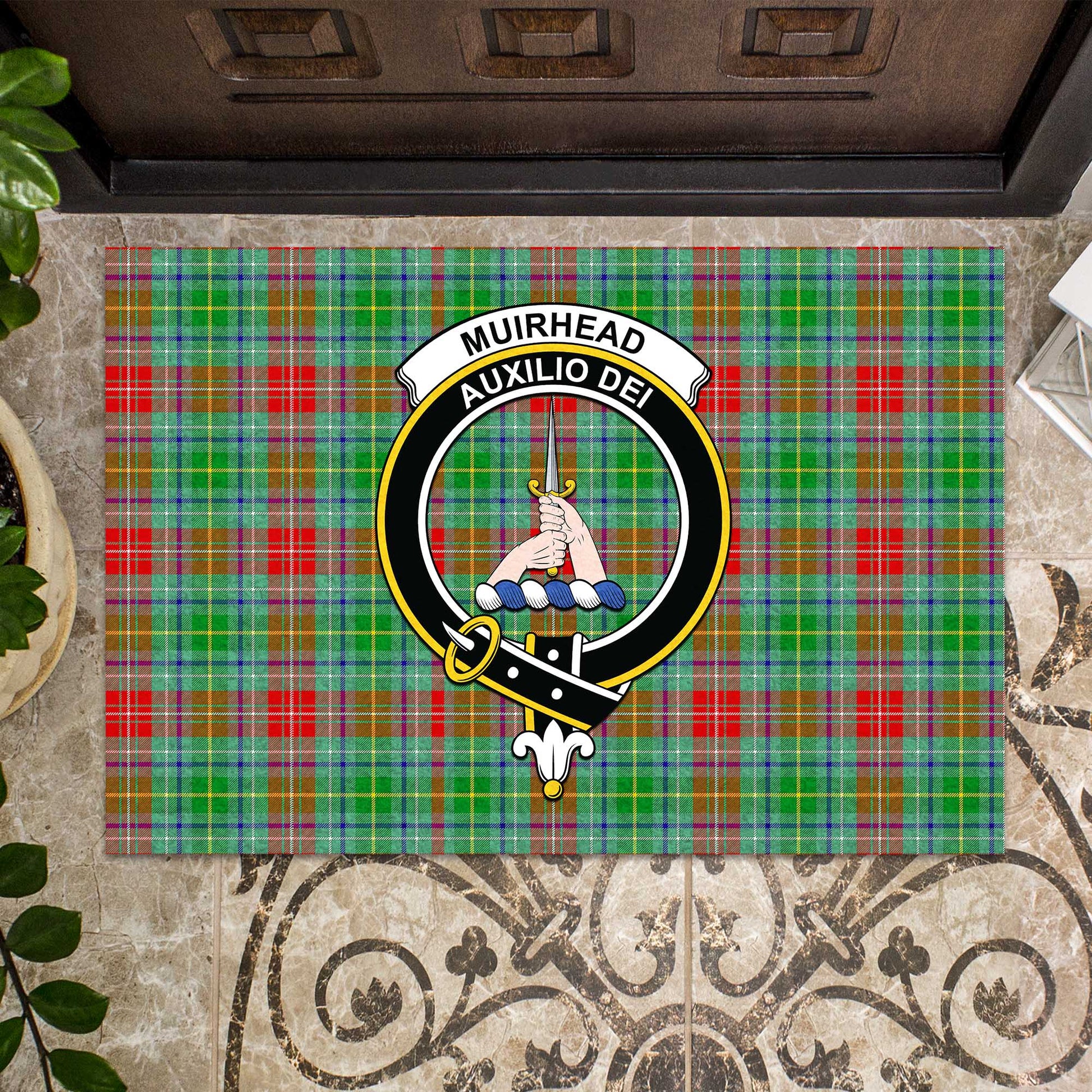 Muirhead Tartan Rubber Doormat with Family Crest - Tartan Vibes Clothing
