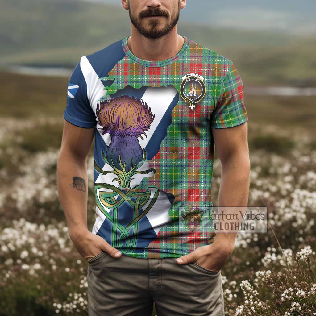 Tartan Vibes Clothing Muirhead Tartan Family Crest T-Shirt Scottish Thistle Celtic Inspired