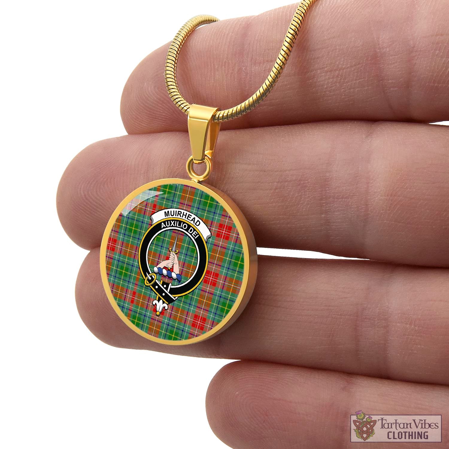 Muirhead Tartan Circle Necklace with Family Crest - Tartan Vibes Clothing